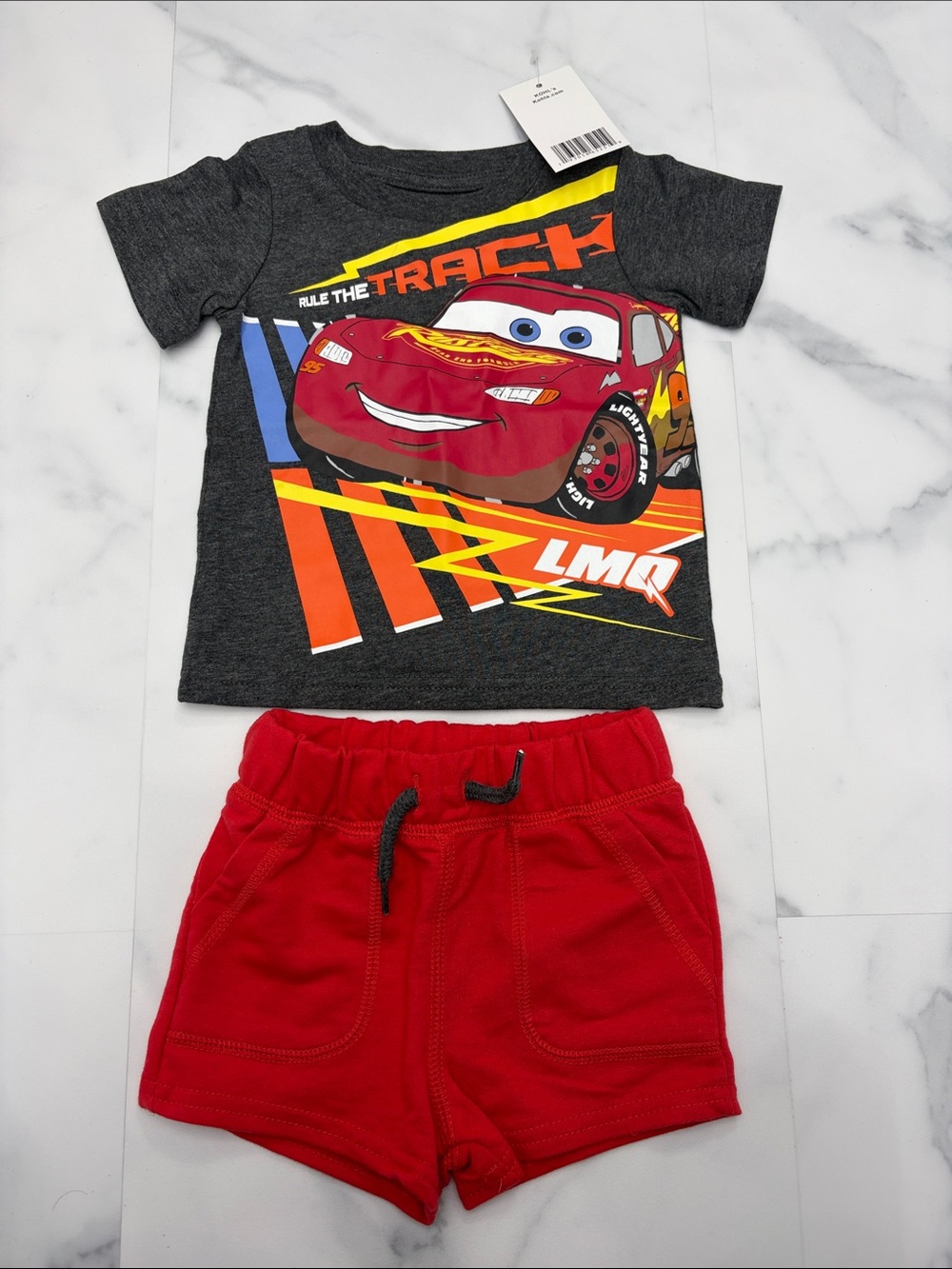 Disney Cars Lightning McQueen Kids Tee and Red Shorts Set